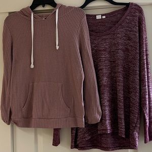 Pink Hoodie and Burgundy Sweatshirt